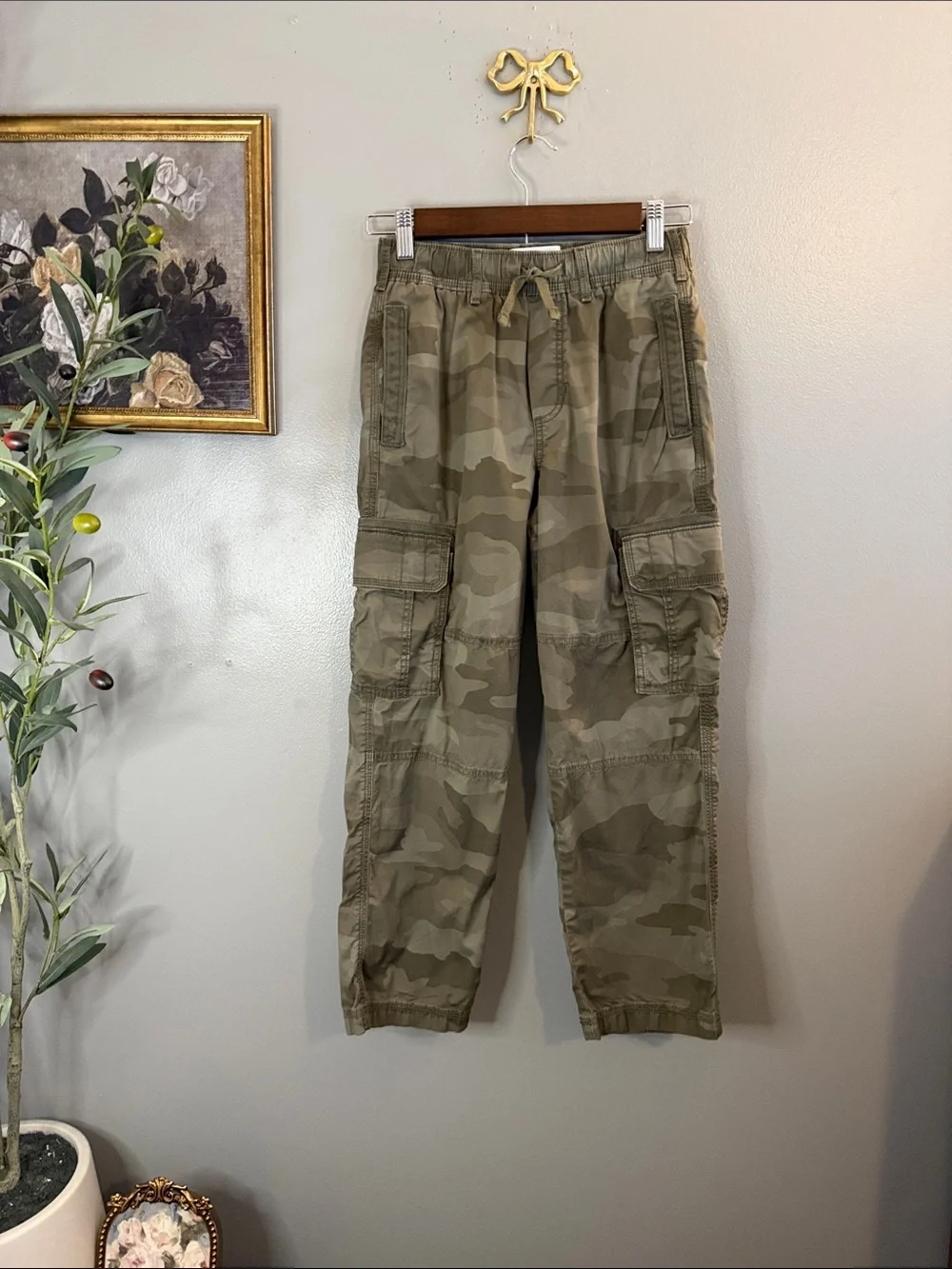 Abercrombie Kids 11/12 Camo Baggy Cargo Pants Utility Drawstring